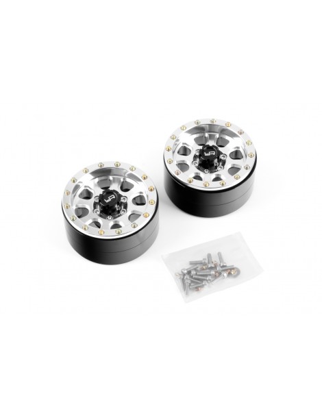 1.9 Aluminum CNC 8 Spoke Beadlock Wheel w/Wheel Hub 2pcs Silver