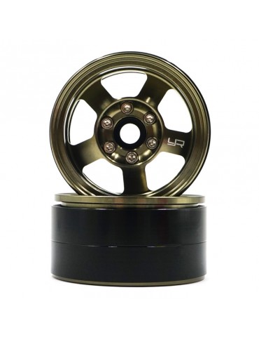 1.9 Aluminum CNC 5 Spoke Beadlock Rim 2pcs Gold Titanium