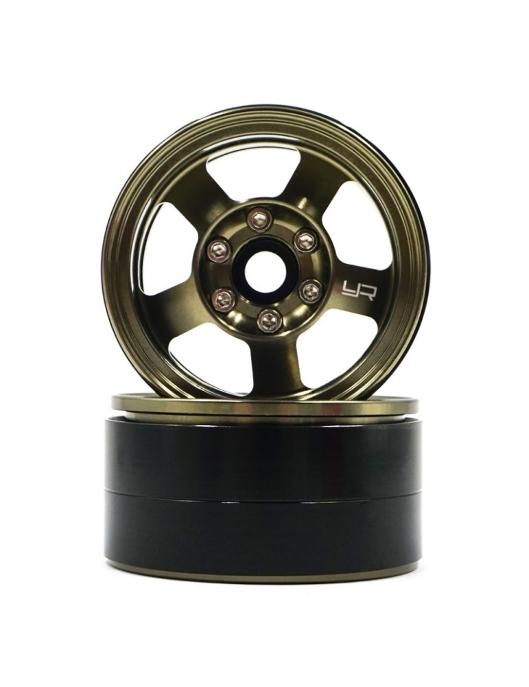 1.9 Aluminum CNC 5 Spoke Beadlock Rim 2pcs Gold Titanium