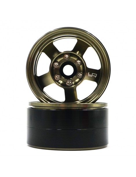 1.9 Aluminum CNC 5 Spoke Beadlock Rim 2pcs Gold Titanium