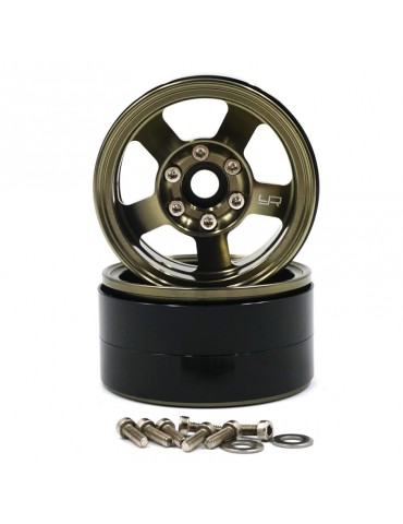 1.9 Aluminum CNC 5 Spoke Beadlock Rim 2pcs Gold Titanium