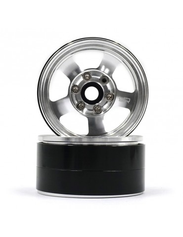 1.9 Aluminum CNC 5 Spoke Beadlock Wheel 2pcs Silver