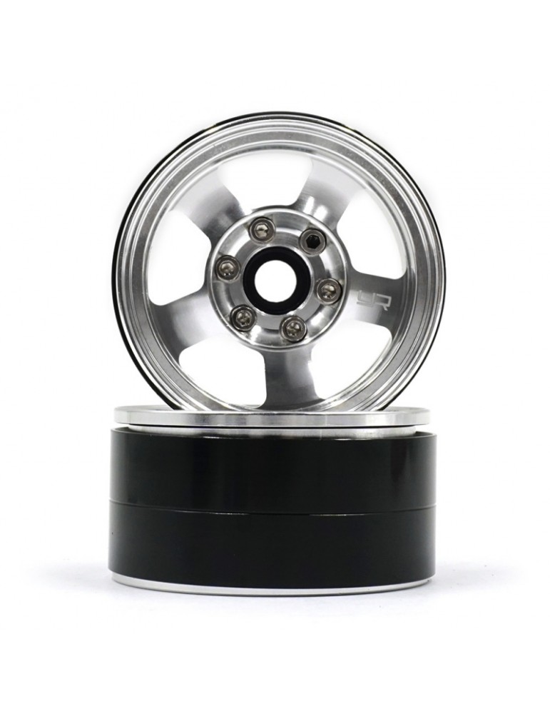 1.9 Aluminum CNC 5 Spoke Beadlock Wheel 2pcs Silver