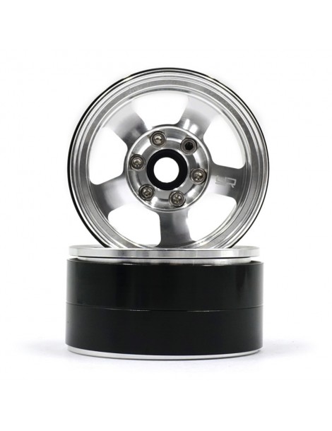 1.9 Aluminum CNC 5 Spoke Beadlock Wheel 2pcs Silver
