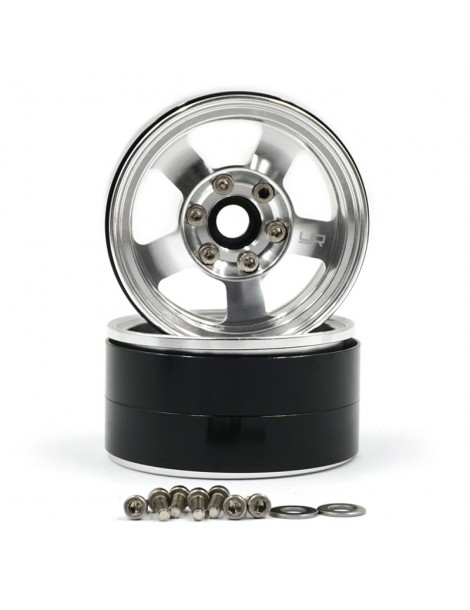 1.9 Aluminum CNC 5 Spoke Beadlock Wheel 2pcs Silver