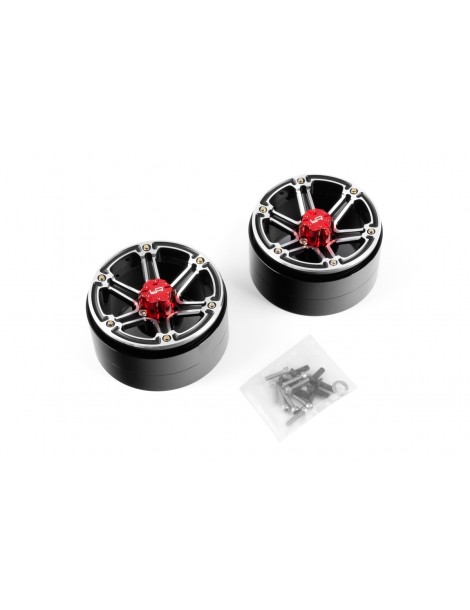 2.2 Aluminum CNC 6 Spoke Beadlock Wheel w/Wheel Hub 2pcs Black