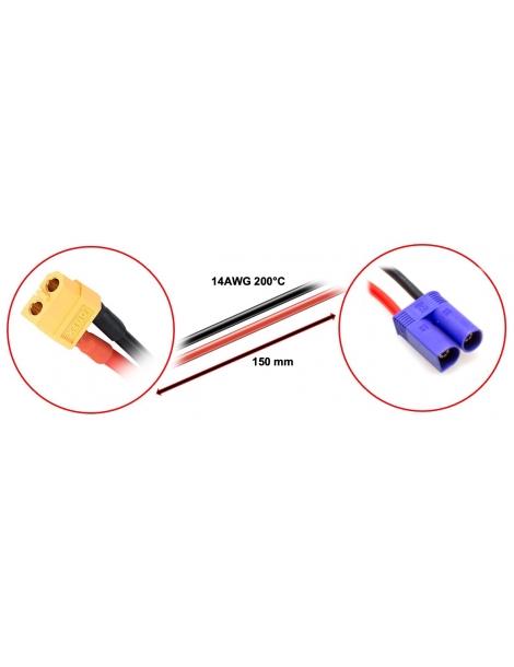 Įkrovimo kabelis XT60 į EC5 15 cm 14AWG Absima – CyborgShop