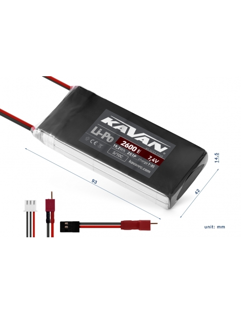 LiPo siųstuvo akumuliatorius 2600 mAh 7.4V Aurora 9X – CyborgShop