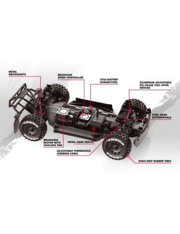 QByte SC Flux 1/12 4WD RTR raudonas RC Short Course modelis su bešepetiu varikliu