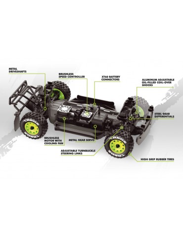 QByte SC Pro 1/12 4WD žalias RC Short Course modelis su 4700KV bešepetiu varikliu