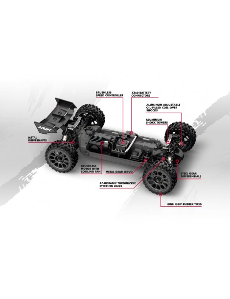 QByte XB Flux 1/12th Buggy - Red