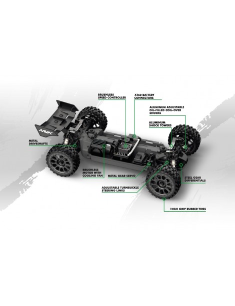 QByte XB Flux 1/12th Buggy - Green