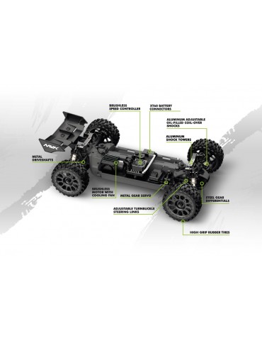 QByte XB Pro 1/12th Buggy - Fluoro Green