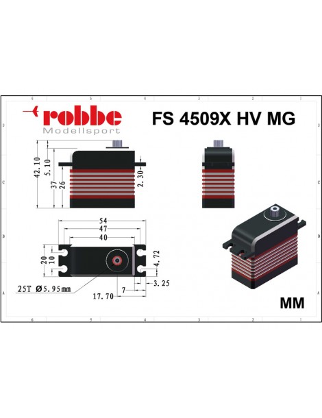 Robbe servo FS 4509X HV 45kg.cm 0.090s/60 MG Brushless 25T