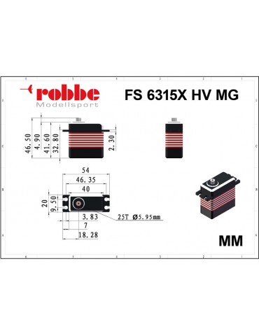 Robbe servo FS 6315X HV 63kg.cm 0.14s/60 MG 25T