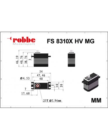Robbe servo FS 8310X HV 83kg.cm 0.10s/60 MG Brushless 25T (Maxi)
