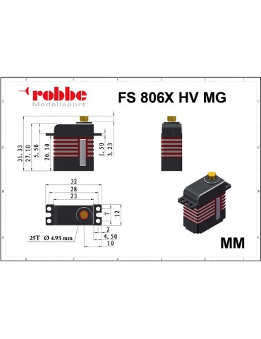 Robbe servo FS 806X HV 7.7kg.cm 0.58s/60 MG 25T (Mini)
