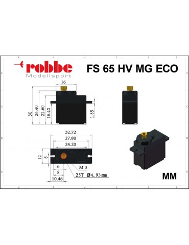 Robbe servo Eco FS 65 HV 5.0kg.cm 0.12s/60 MG 25T-Mini