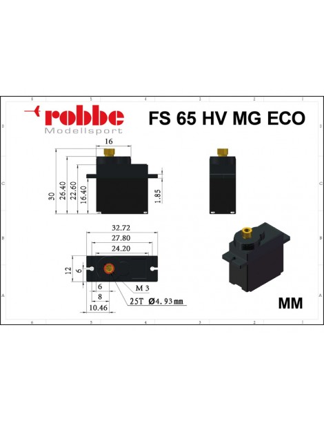 Robbe servo Eco FS 65 HV 5.0kg.cm 0.12s/60 MG 25T-Mini