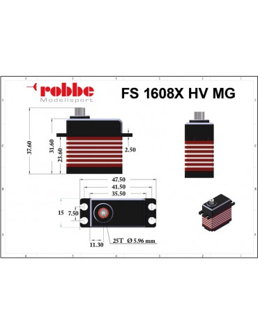 Robbe servo FS 1608X HV 16kg.cm 0.070s/60 MG 25T