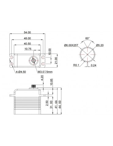Robbe servo FS 4509X HV 45kg.cm 0.090s/60 MG WP Brushless 25T