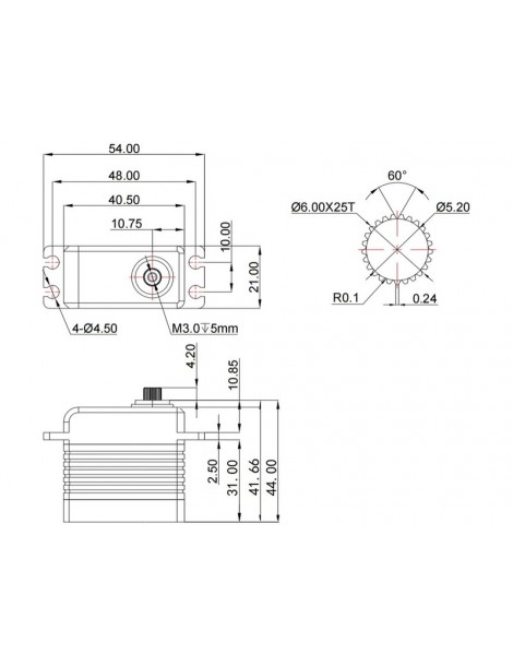 Robbe servo FS 4509X HV 45kg.cm 0.090s/60 MG WP Brushless 25T