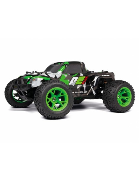 HPI Racing Quantum2 MT Flux žalias RC monster truck su neoniniais žaliais ratlankiais - CyborgShop