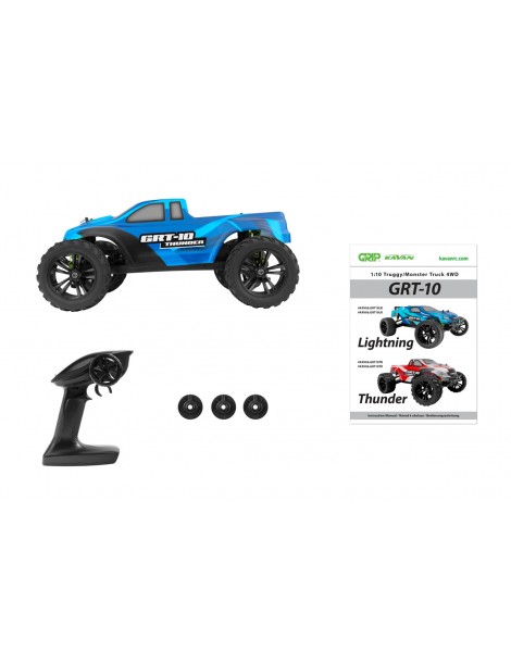 GRT-10 Thunder mėlynas RC monster truck su dažytu kėbulu - CyborgShop