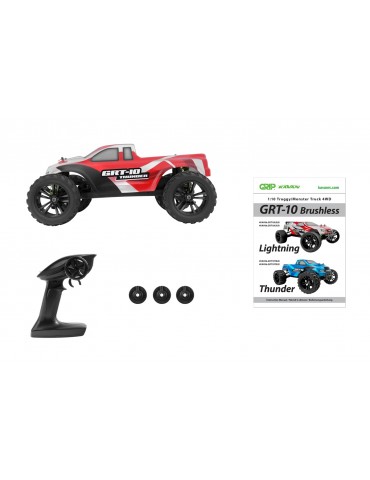 GRT-10 Thunder Brushless raudonas RC monster truck su dažytu kėbulu - CyborgShop
