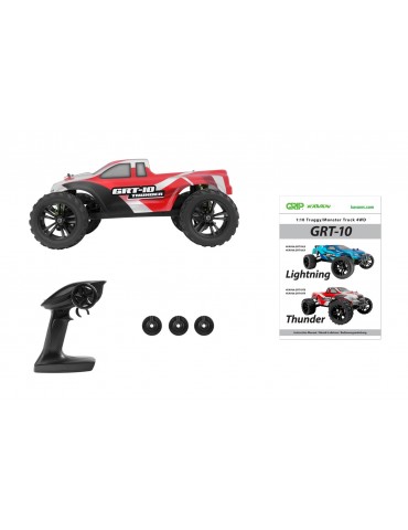 GRT-10 Thunder raudonas RC monster truck su dažytu kėbulu - CyborgShop