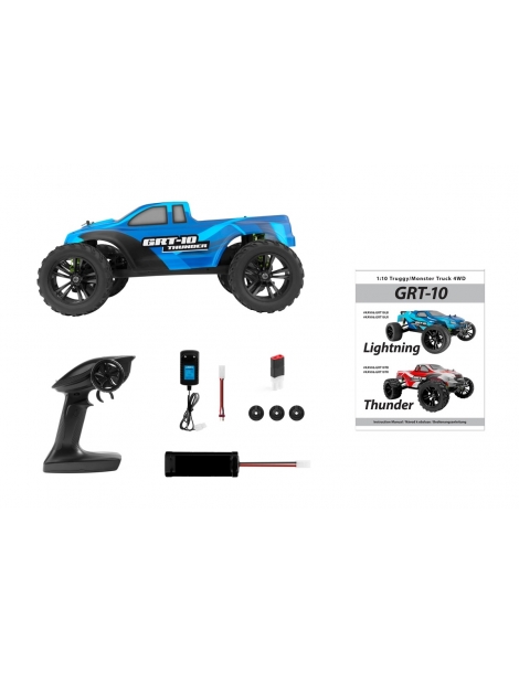 GRT-10 Thunder mėlynas RC monster truck su dažytu kėbulu - CyborgShop