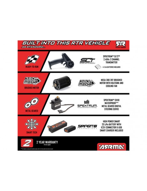 Arrma ARA2130FF Freedom Flyer Grom 4X4 baltas 1:16 RC monster truck su JAV vėliavos dizainu - CyborgShop
