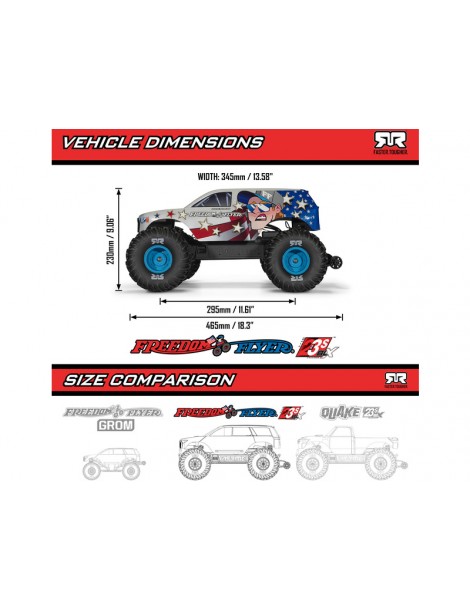 Arrma Gorgon 223S BLX DSC 1:10 2WD RTR Freedom Flyer baltas RC modelis Monster Truck - CyborgShop