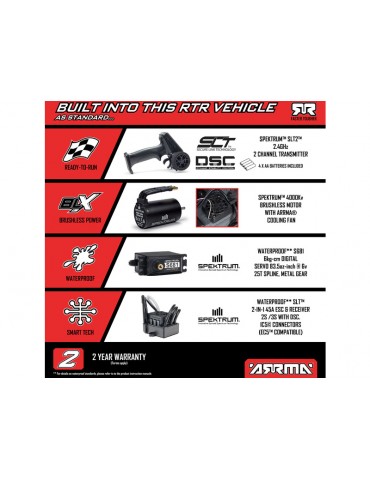Arrma Gorgon 223S BLX DSC 1:10 2WD RTR Freedom Flyer baltas RC modelis Monster Truck - CyborgShop