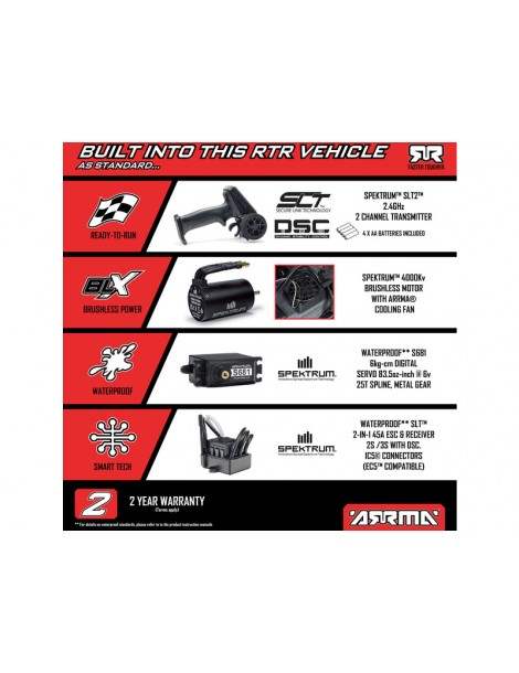 Arrma Gorgon 223S BLX DSC 1:10 2WD RTR Freedom Flyer baltas RC modelis Monster Truck - CyborgShop