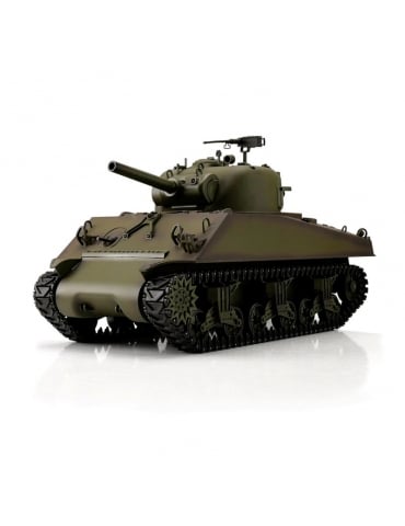 RC tankas M4A3 Sherman 1/16 BB+IR su metaliniais vikšrais žalias - CyborgShop