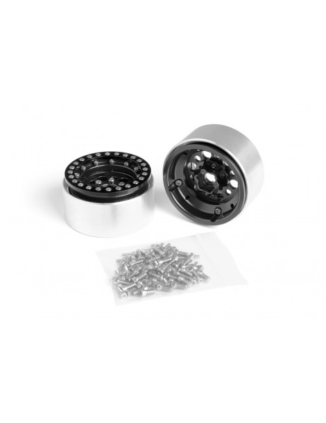 KAV52.2.006 juodi 1,9 colio aliuminio Beadlock ratlankiai, du vienetai - CyborgShop