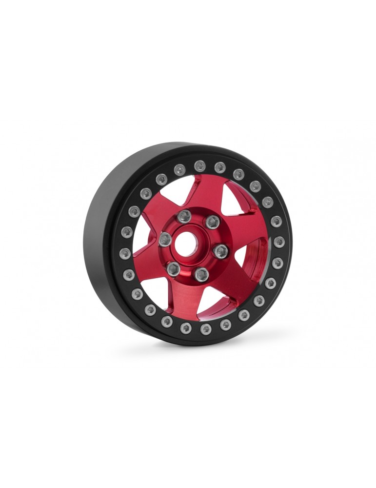 1.9'' Aluminum 6-spoke Beadlock Rims for 1/10 Crawler Red - 2pcs