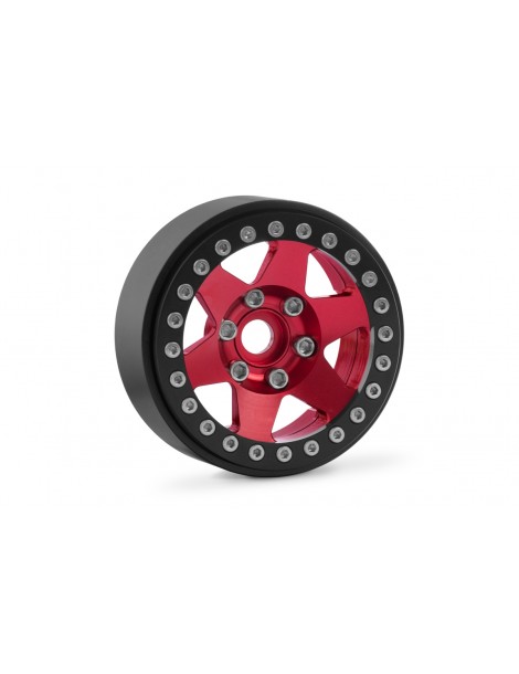 1.9'' Aluminum 6-spoke Beadlock Rims for 1/10 Crawler Red - 2pcs
