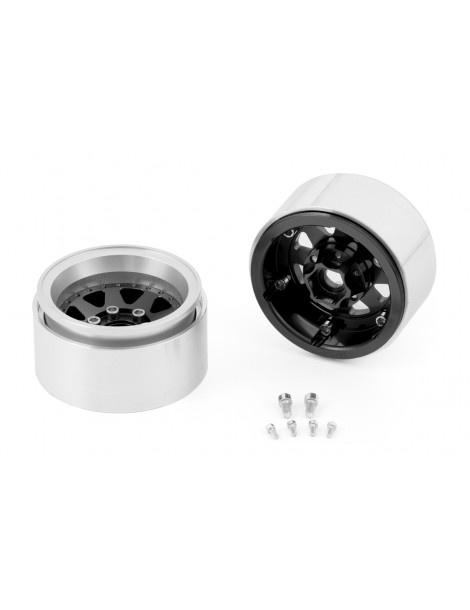 KAV52.2.018 juodi 1,9 colio aliuminio Beadlock ratlankiai su -10 mm išnešimu, du vienetai - CyborgShop