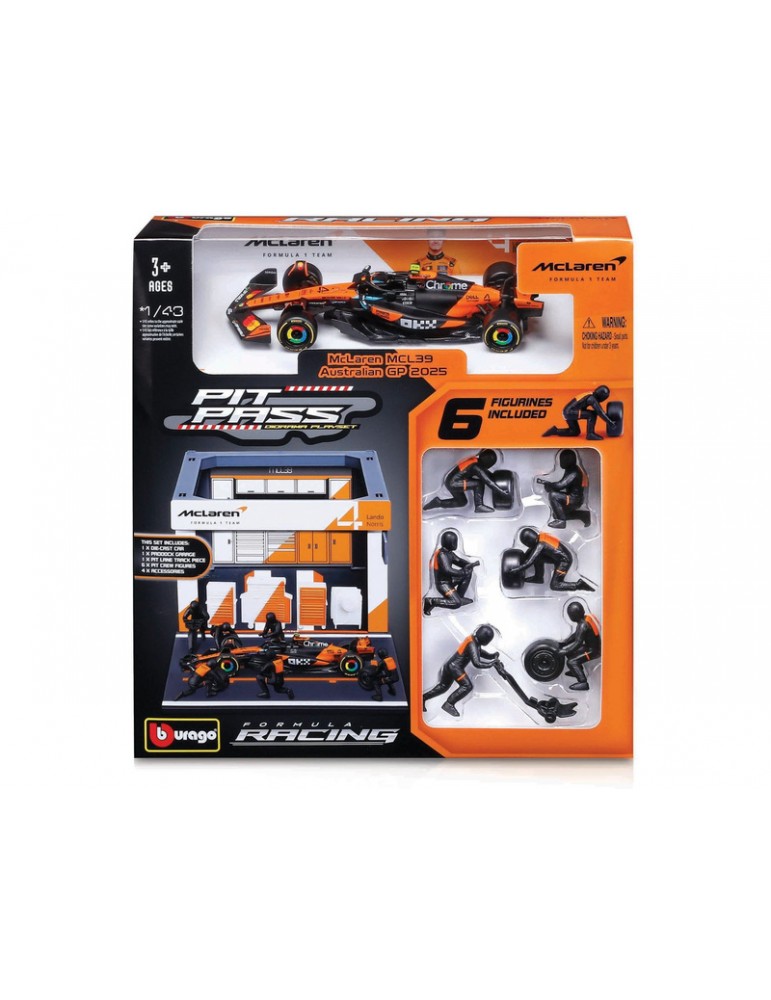 Bburago McLaren Team MCL39 (2025) 1:43 4 Norris (Pit Pass Set)