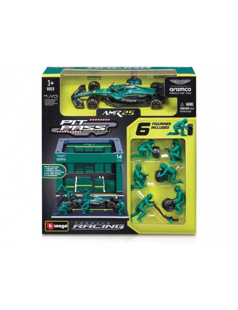 Bburago Aston Martin AMR25 (2025) 1:43 14 Alonso (Pit Pass Set)