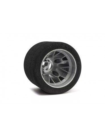 Hot Race 1/10 Rear Foam Tires Shore 30 (2pcs/silver rims)