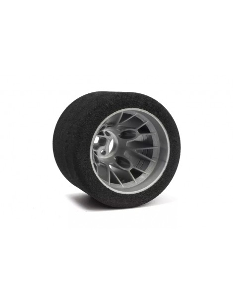 Hot Race 1/10 Rear Foam Tires Shore 30 (2pcs/silver rims)