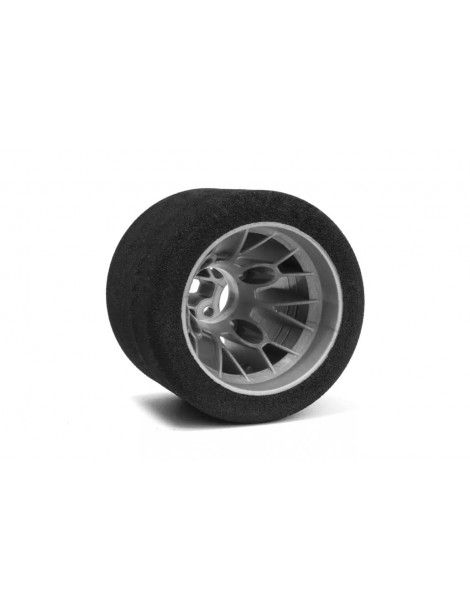 Hot Race 1/10 Rear Foam Tires Shore 35 (2pcs/silver rims)