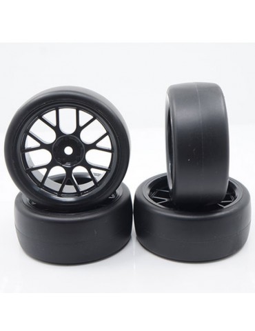 Spec D CS Wheel Offset +3 Black w/Tire 4pcs For 1/10 Drift