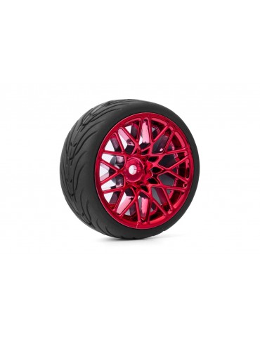 Spec T LS Wheel Offset 3 Red w/Tire 4pcs For 1/10 Touring
