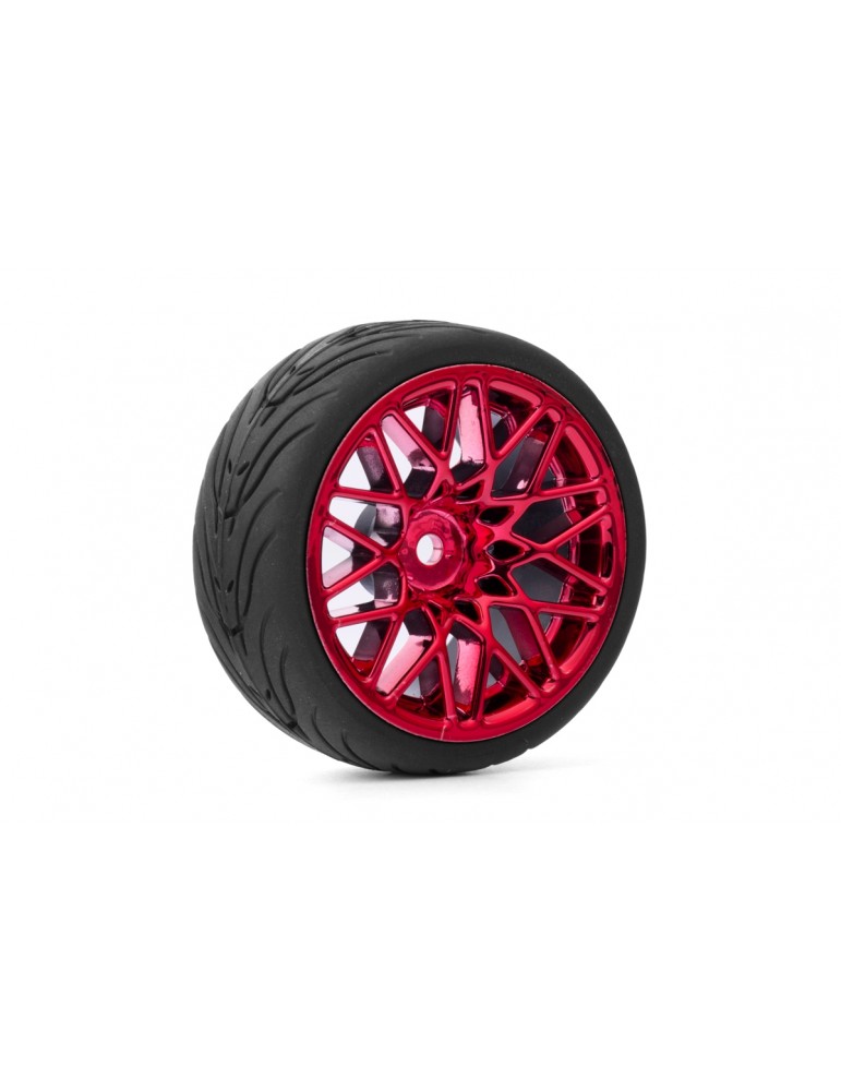 Spec T LS Wheel Offset 3 Red w/Tire 4pcs For 1/10 Touring
