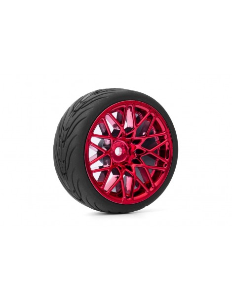 Spec T LS Wheel Offset 3 Red w/Tire 4pcs For 1/10 Touring