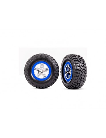 Traxxas Tires & wheels 2.8", SCT chrome, blue beadlock style wheels, BFGoodrich KM2 tires (2)